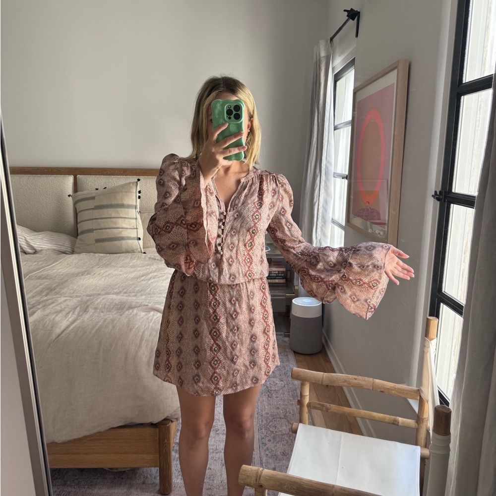 Parker Pink abstract pattern mini dress